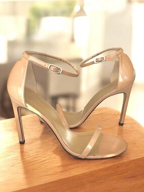 🆕 Stuart Weitzman Nudistsong Patent Sandals Nude